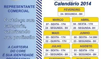 datas das solenidades de entrega de carteira do Core (Conselho Regional dos Representantes Comerciais do Estado de Santa Catarina)
