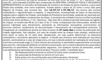 Publicação ELEIÇÕES SINDICAIS: 11/07/2017 no DC
