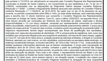 Edital de Publicação (04/11/2019) Eleições CORE/SC